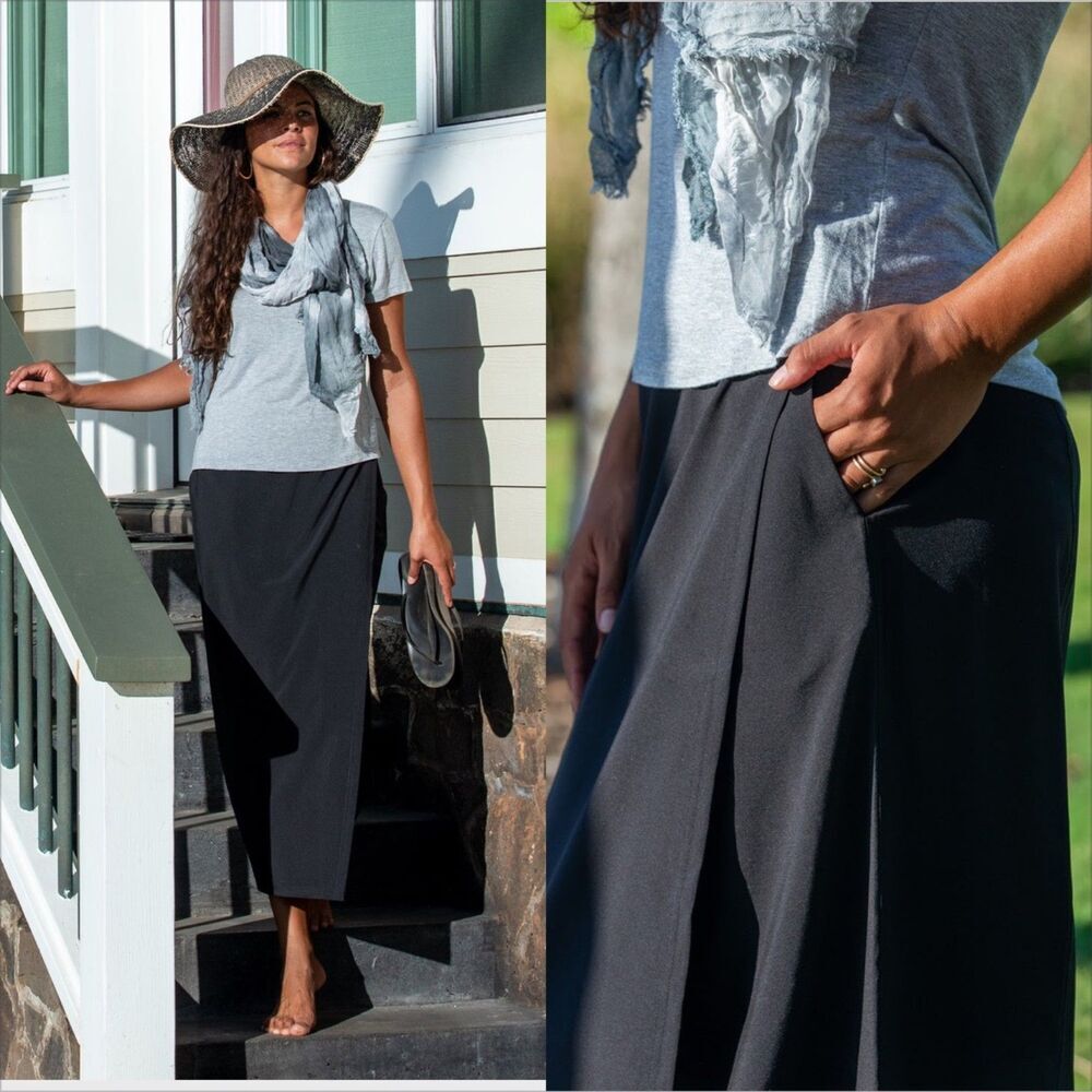 RipSkirt Hawaii Wrap Skirt Length 4 Size XXL 20/22 Black Modest Pockets Cover Up
